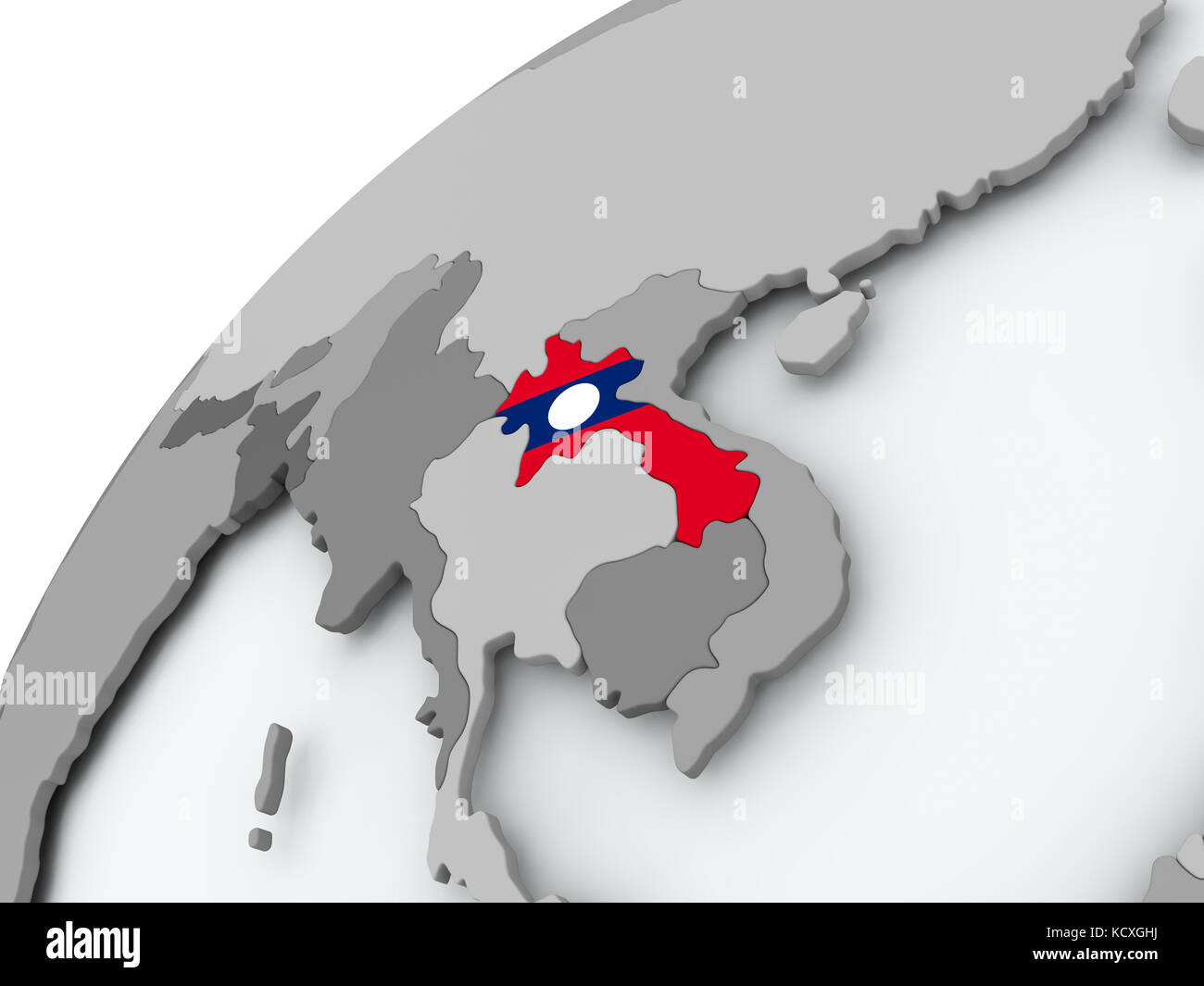 Laos with embedded flag on globe. 3D illustration Stock Photo - Alamy