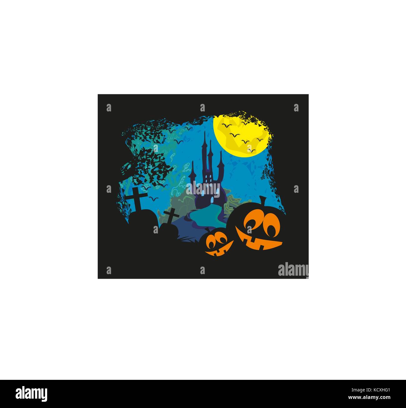 Halloween landscape with castle and cemetery Stock Vector Image & Art ...