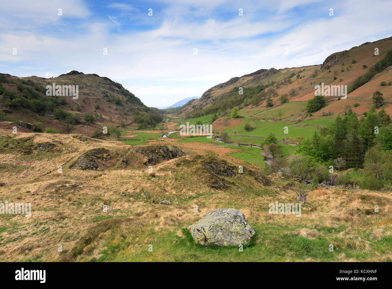 Summer, Watendlath valley, Lake District National Park, Cumbria County, England, UK Stock Photo