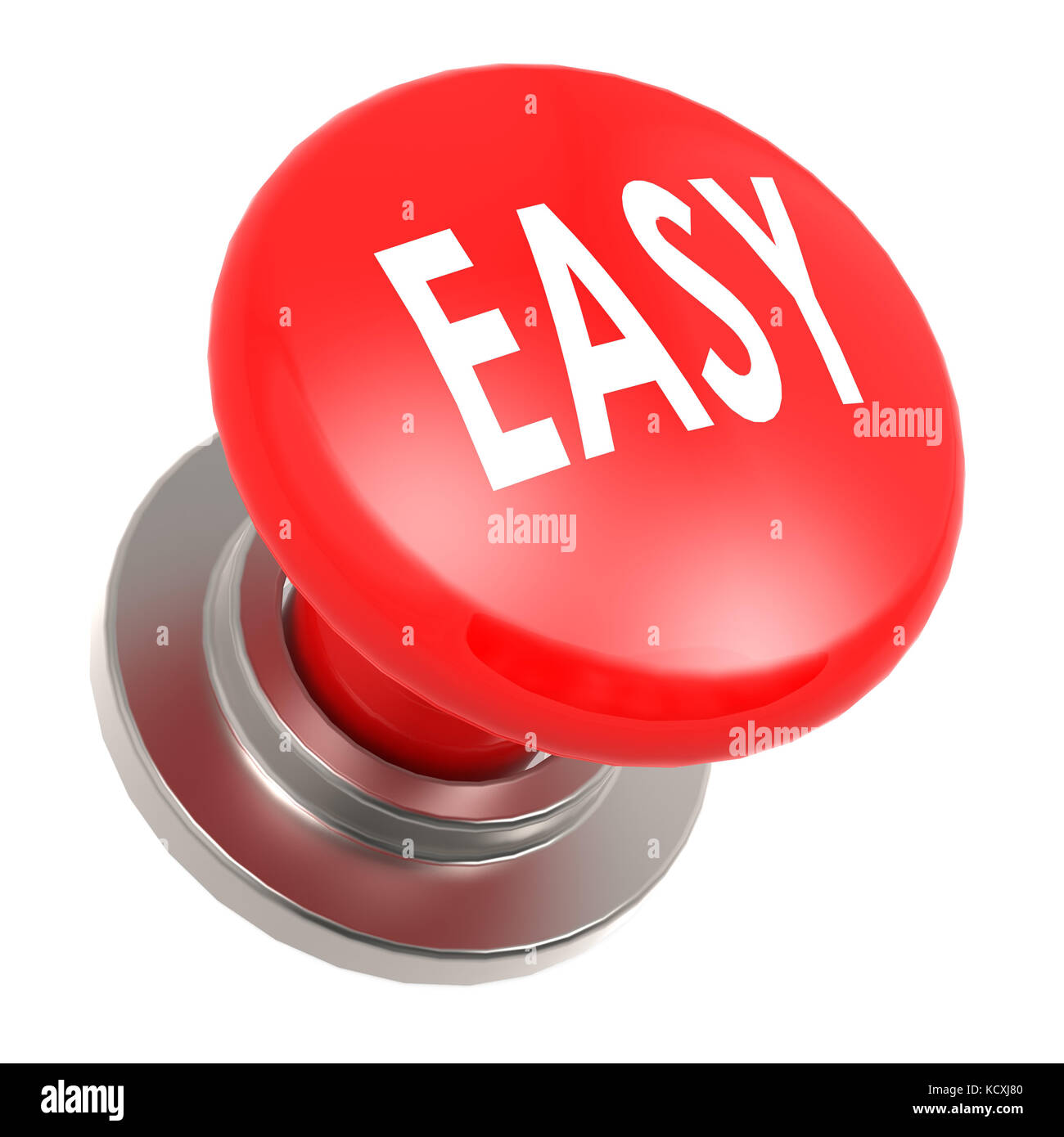 Easy red button image with hi-res rendered artwork that could be used for any graphic design. Stock Photo