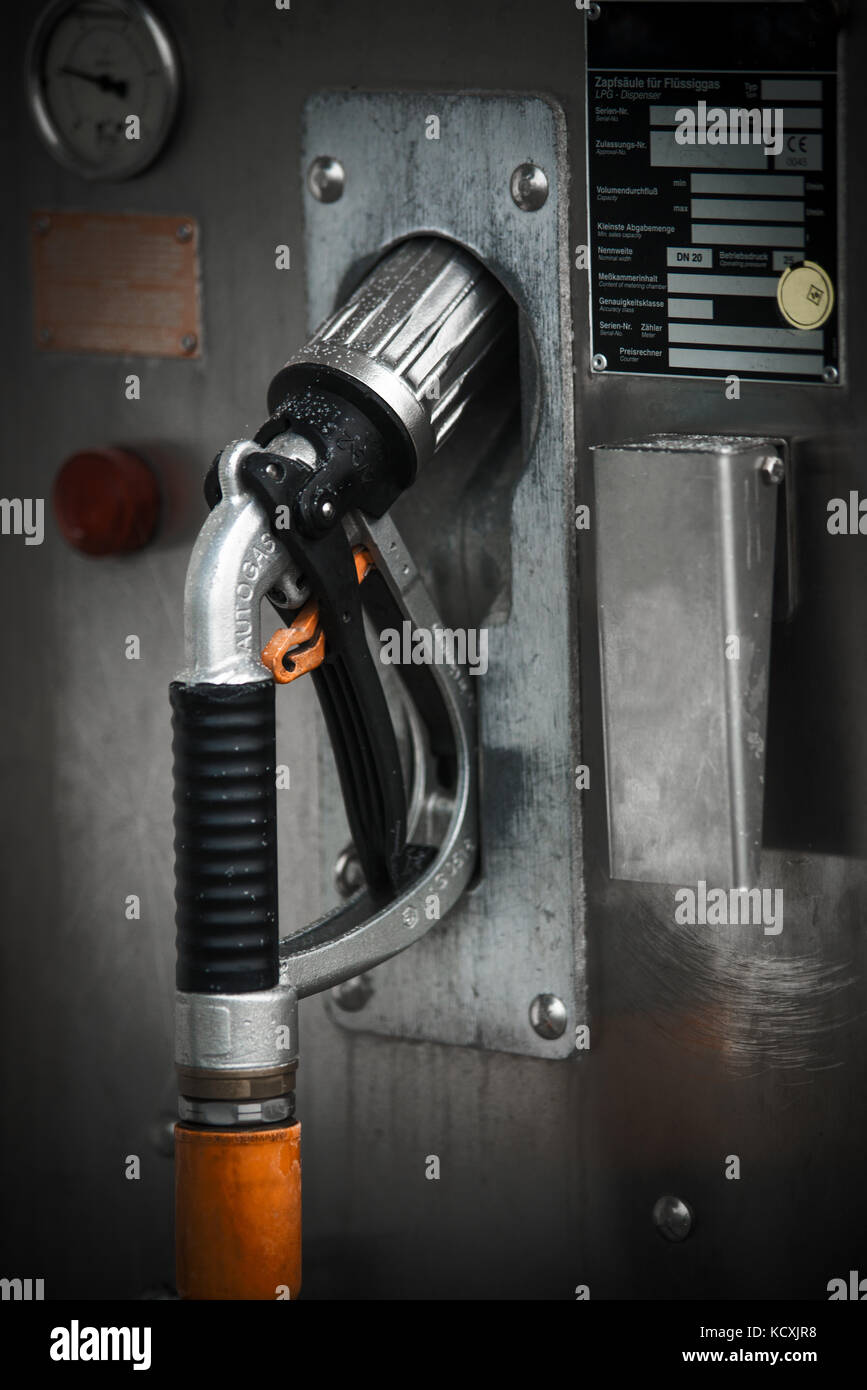 Autogas nozzle gasstation lpg Stock Photo