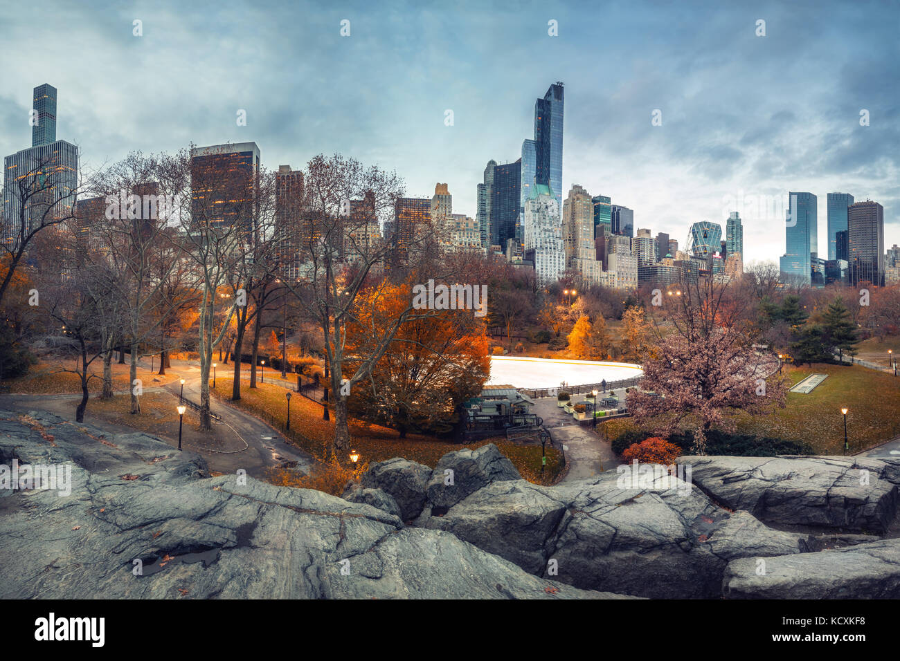 Central park at autumn morning Stock Photo - Alamy