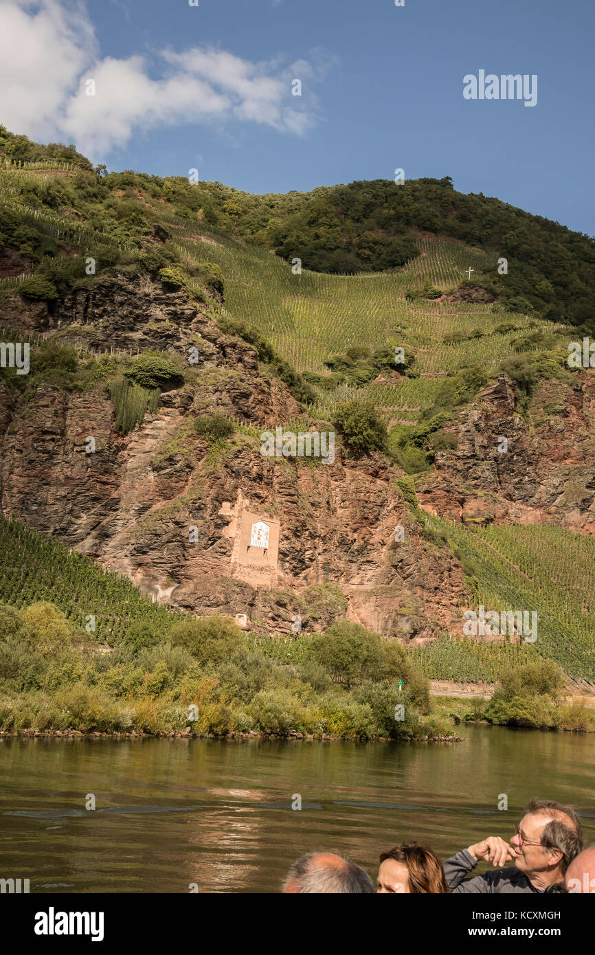 Steep vineyards on the Mosel River, Germany Stock Photo