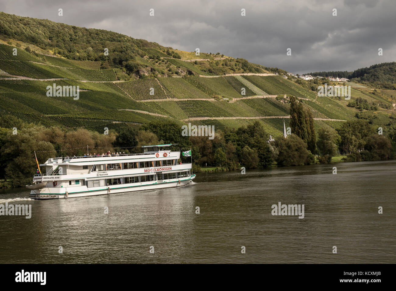 The Moselkonigin pleasure cruiser on the Mosel River, Germany Stock Photo