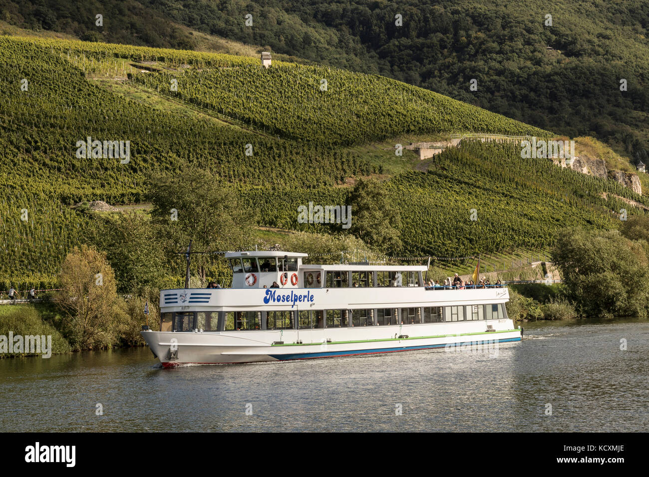 The Moselperle pleasure cruiser on the Mosel River, Germany Stock Photo