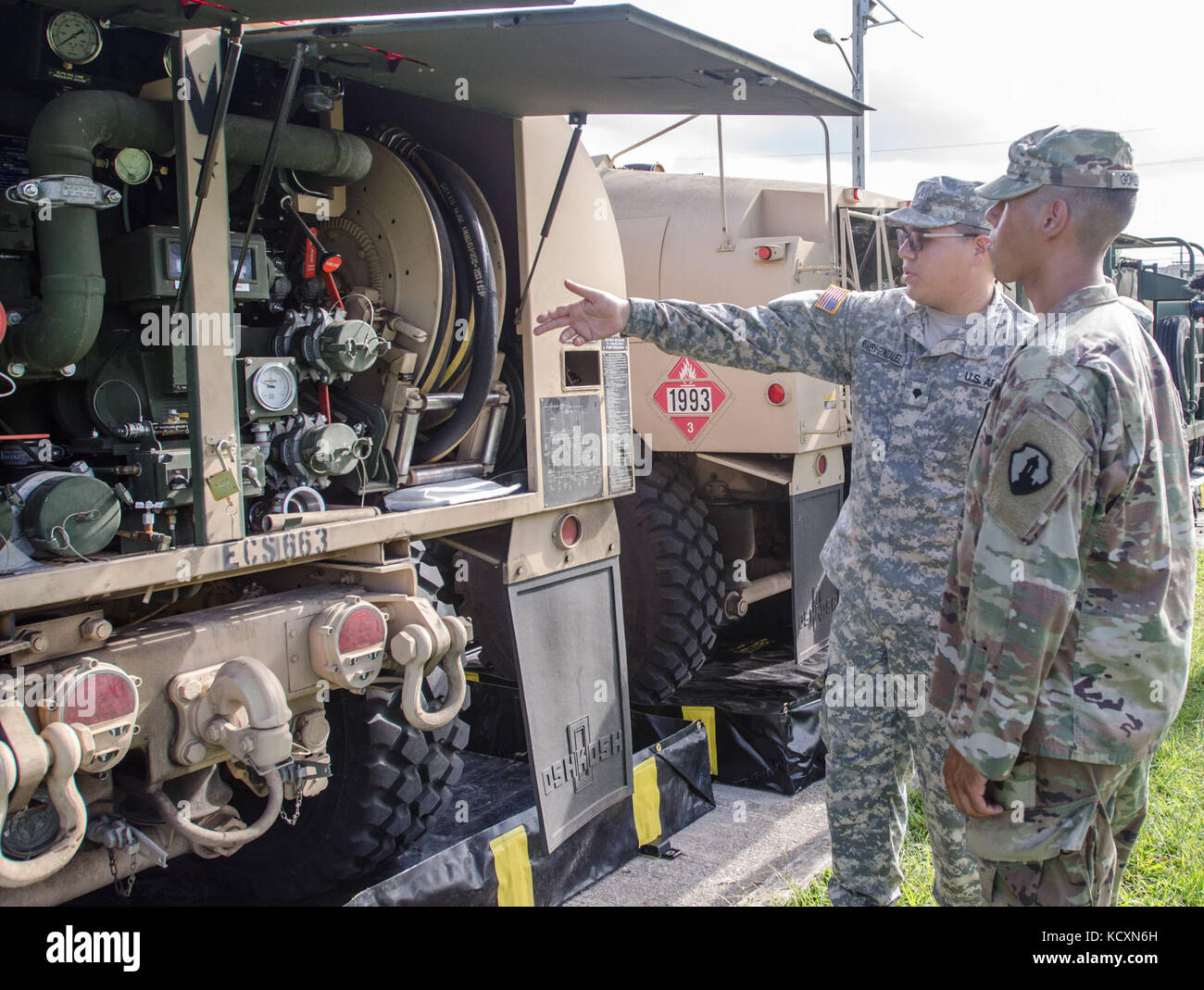 U.S. Army Reserve Pvt. Caleb Gonzalez, a petroleum supply specialist