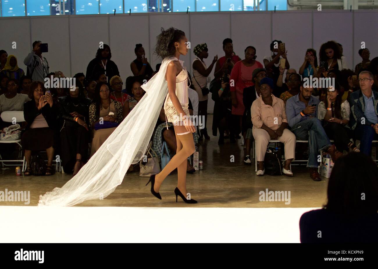 Model on runway, Africa Fashion Week London 2016 Stock Photo