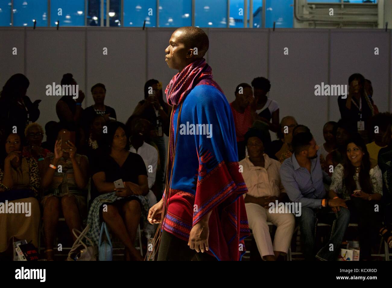Model on runway, Africa Fashion Week London 2016 Stock Photo