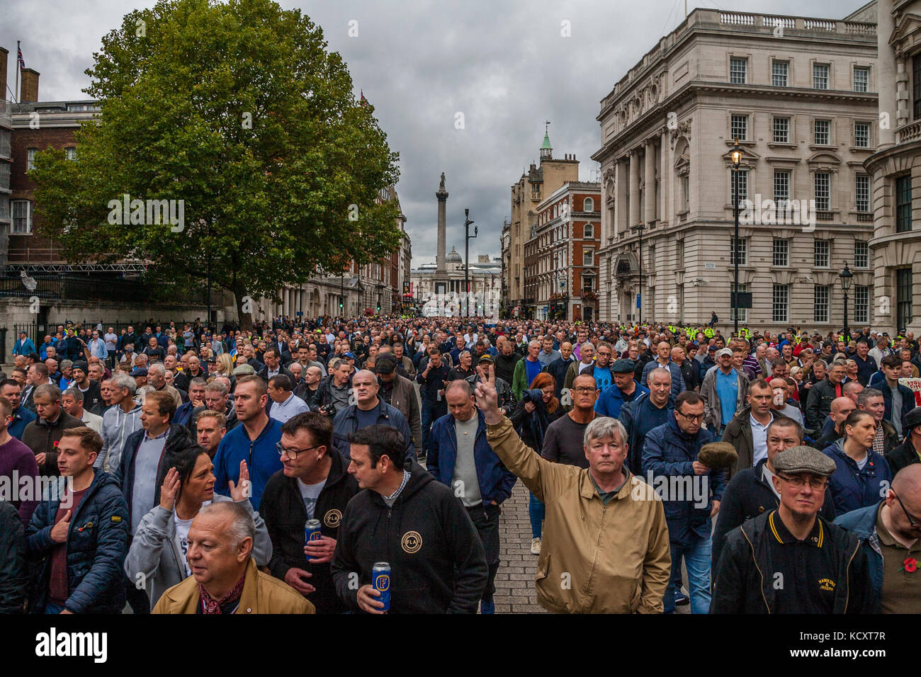 London, UK. 7th October 2017. Football fans from across the Uk march against extremism under the banner of the FLA (football lads alliance) Credit: Grant Rooney/Alamy Live News Stock Photo
