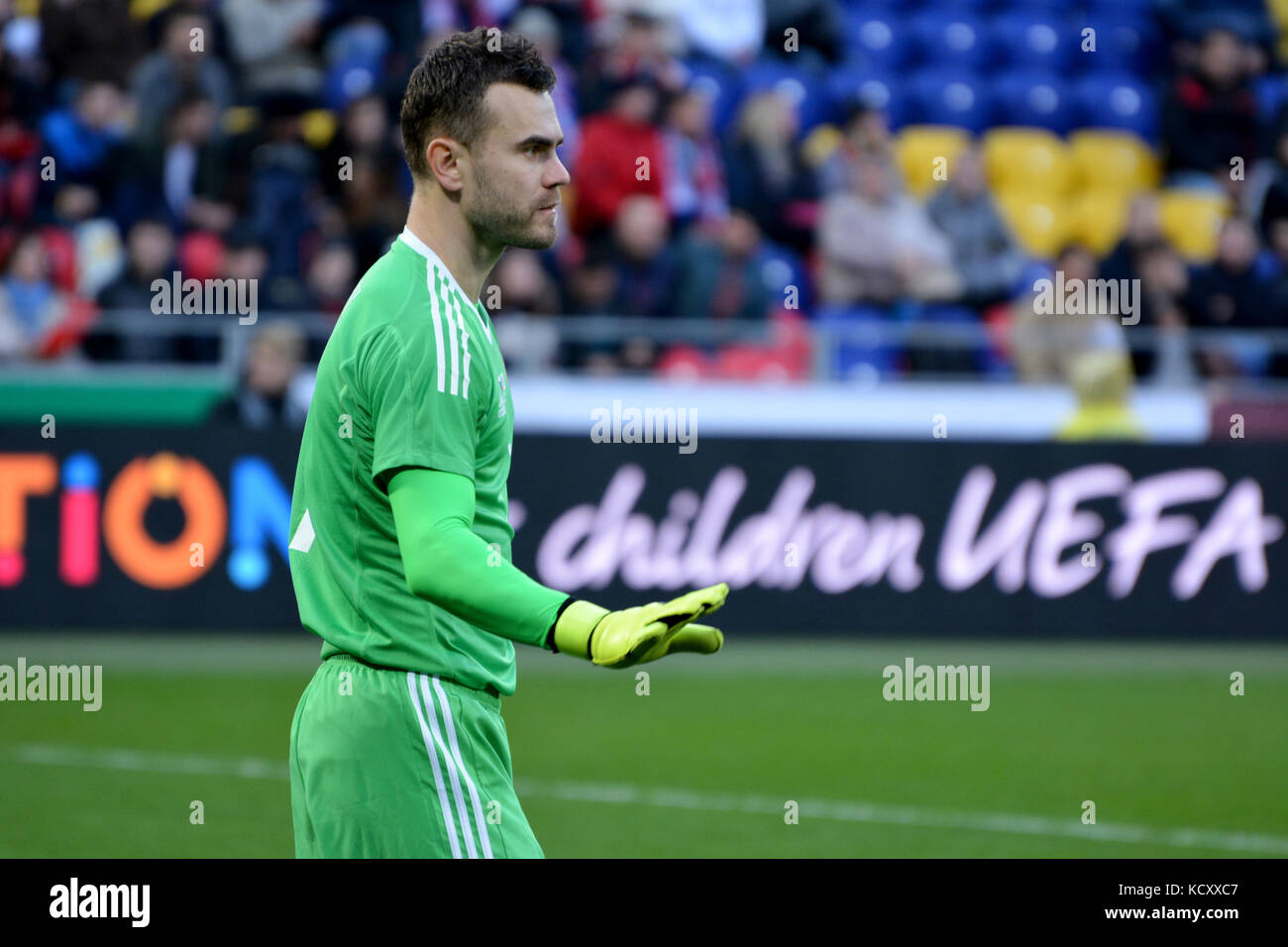 Moscow, Russia. 7th Oct, 2017. Russian national football team goalkeeper Igor Akinfeev during international friendly match against South Korea at VEB Arena stadium in Moscow. Credit: Alizada Studios/Alamy Live News Stock Photo