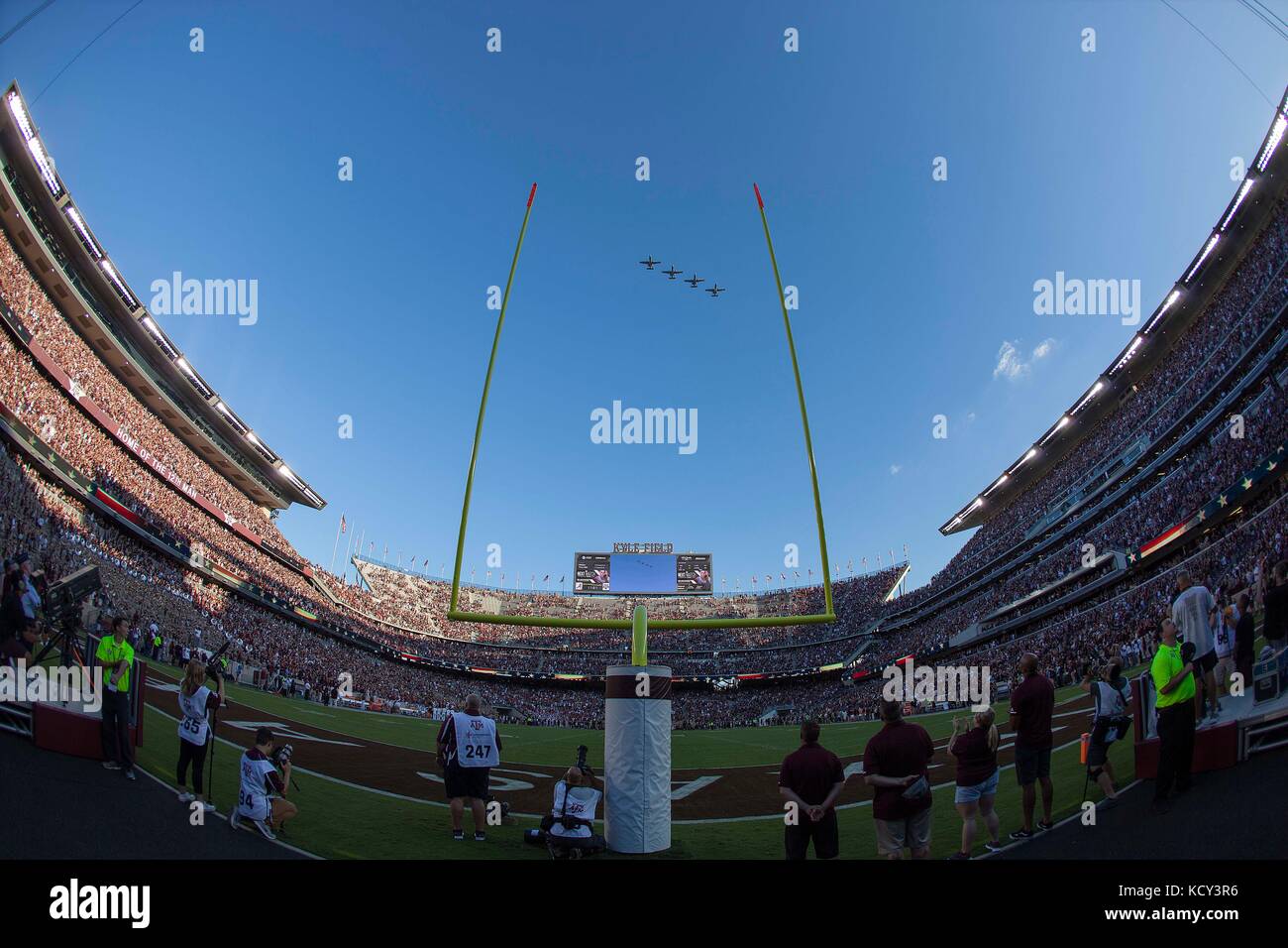 October 6, 2017 A10 Warthogs flyover Kyle Field during the national