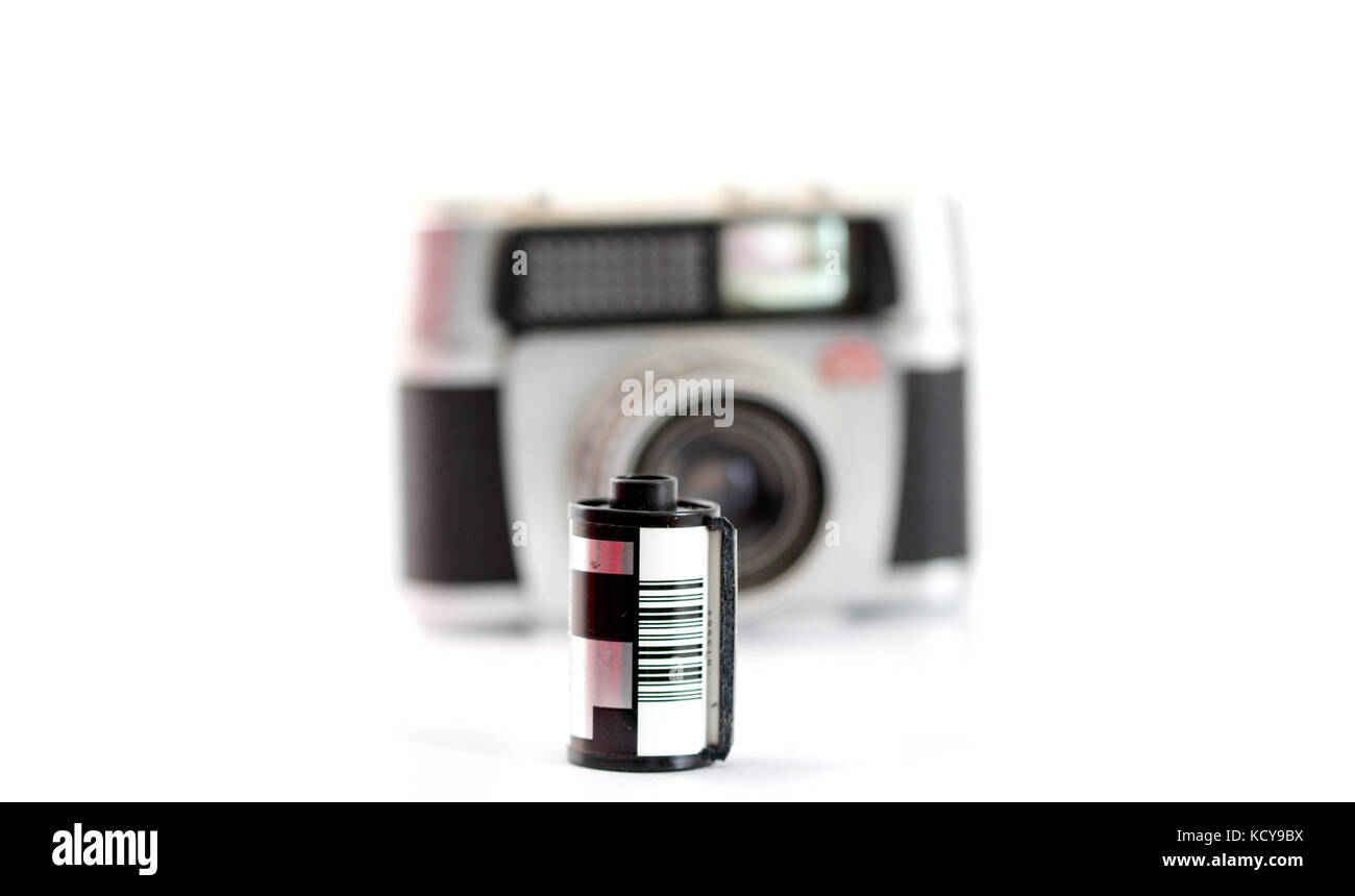 ,pictureof a vintage camera film roll on white background Stock Photo Alamy