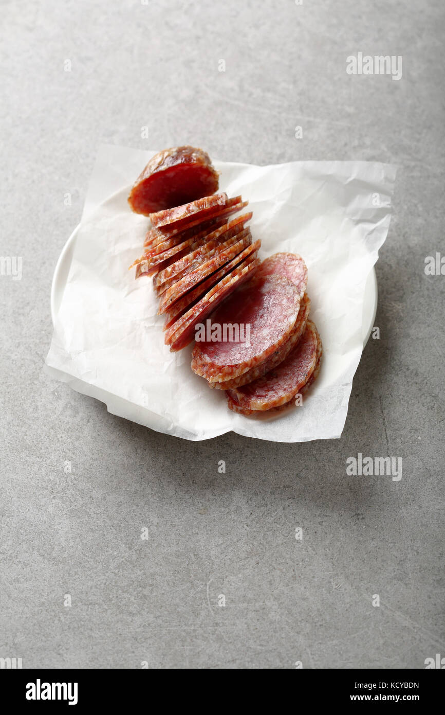 Slices of Salami, food Stock Photo Alamy