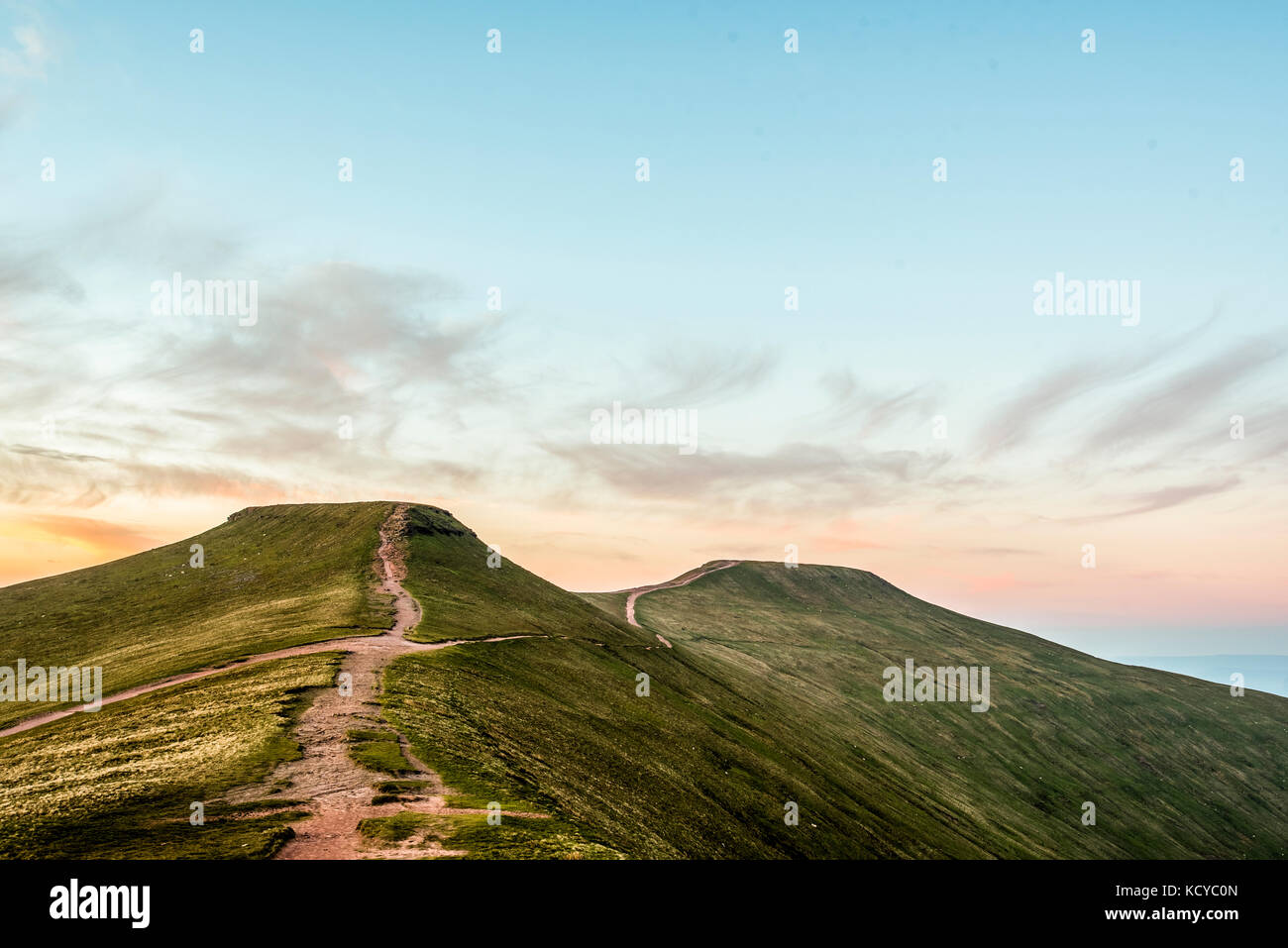 Sunset over Pen Y Fan, Mountain Range, Wales UK Stock Photo 162871317