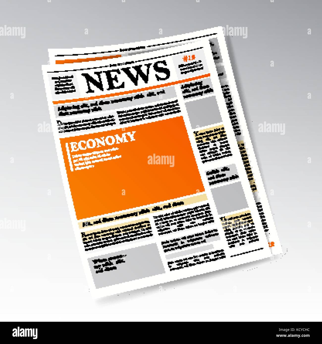 Folded Realistic Economic Newspaper Vector. Business, Finance