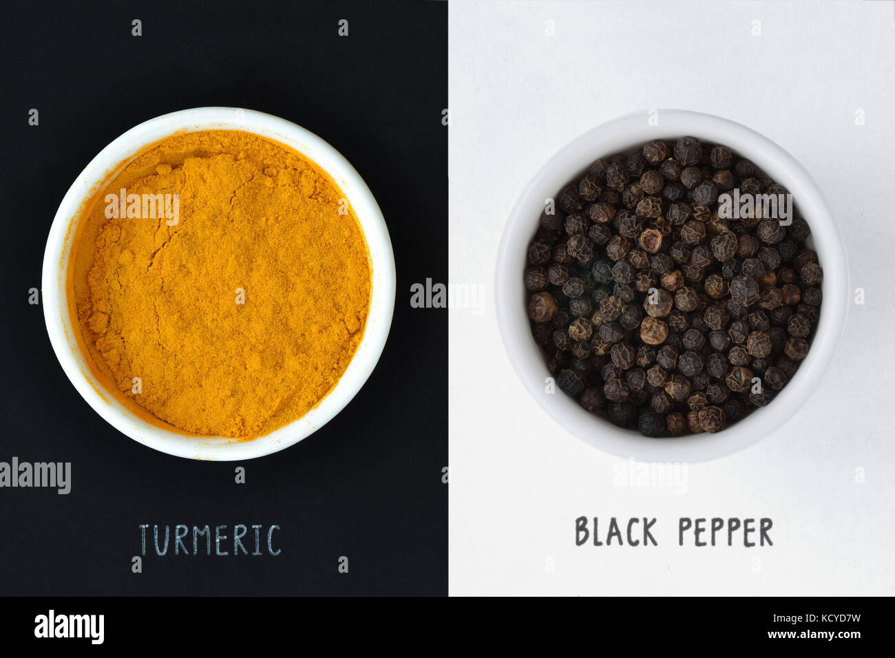 Turmeric and black pepper combination has great heath benefits Stock ...