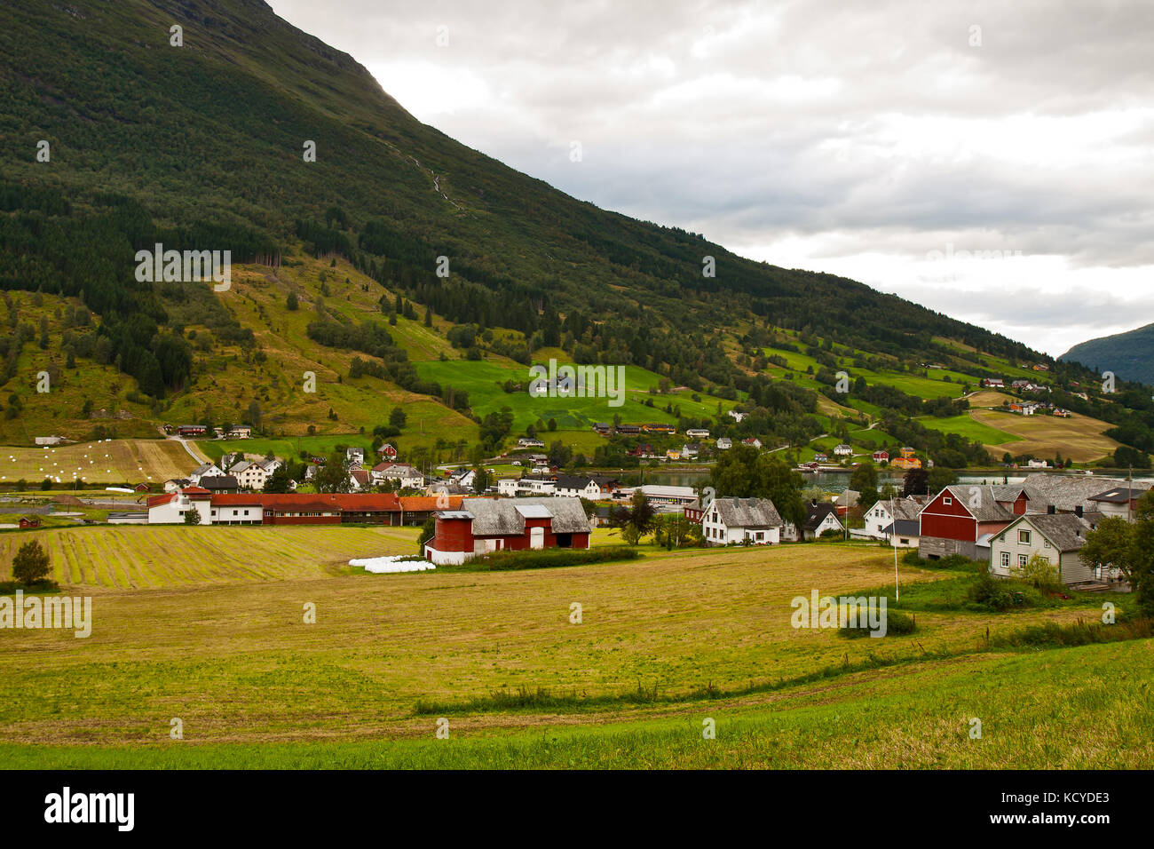 Rural Norwegian landscape in cloudy weather Stock Photo