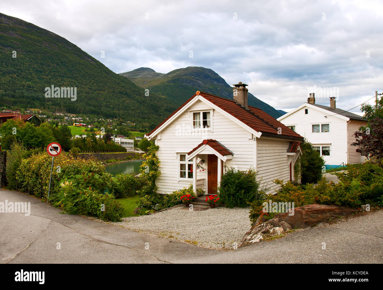 Small house in the Norwegian town Stryn Stock Photo Alamy