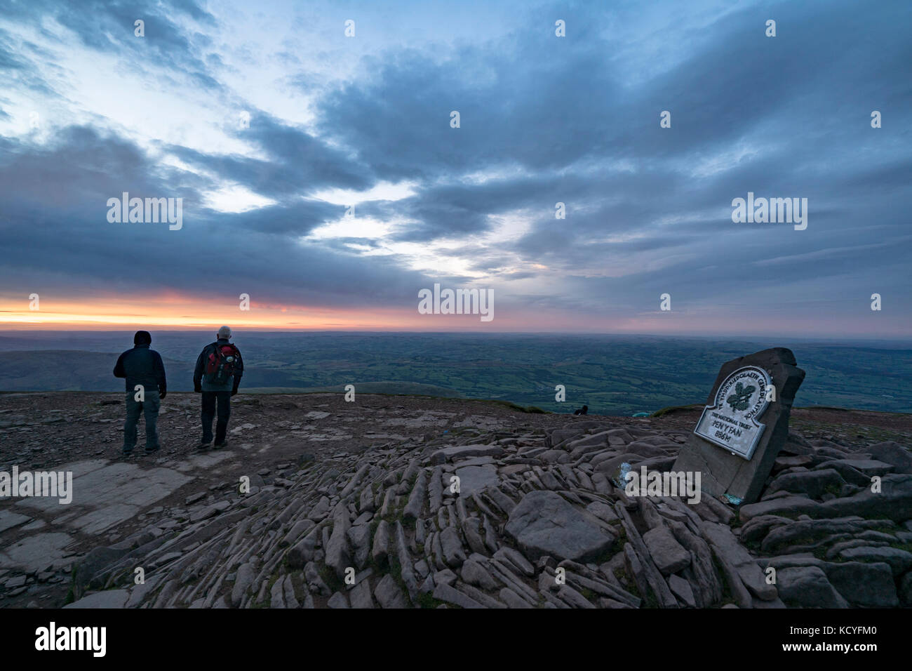 overlooking the welsh landscape at sunset from Pen Y Fan Stock Photo