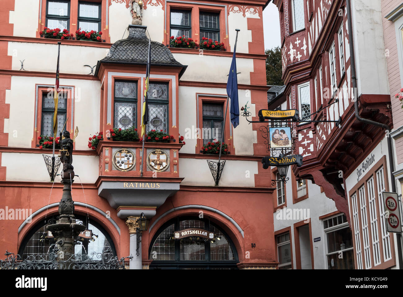 Rathaus in the town of Bernkastel-Kues, in the Mosel Valley, Germany Stock Photo