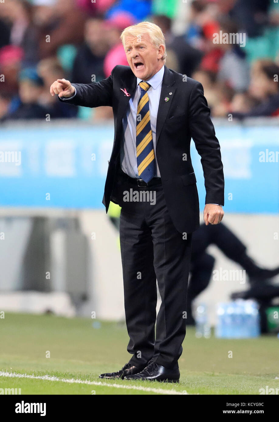 Scotland Manager Gordon Strachan Gestures On The Touchline During Scotland Manager Gordon Strachan Gestures On The Touchline During 2018 Fifa World Cup Qualifying Group F Match At Stadion Stozice Ljubljana