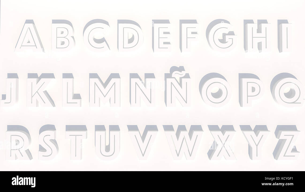3d rendering letters in white color Stock Photo