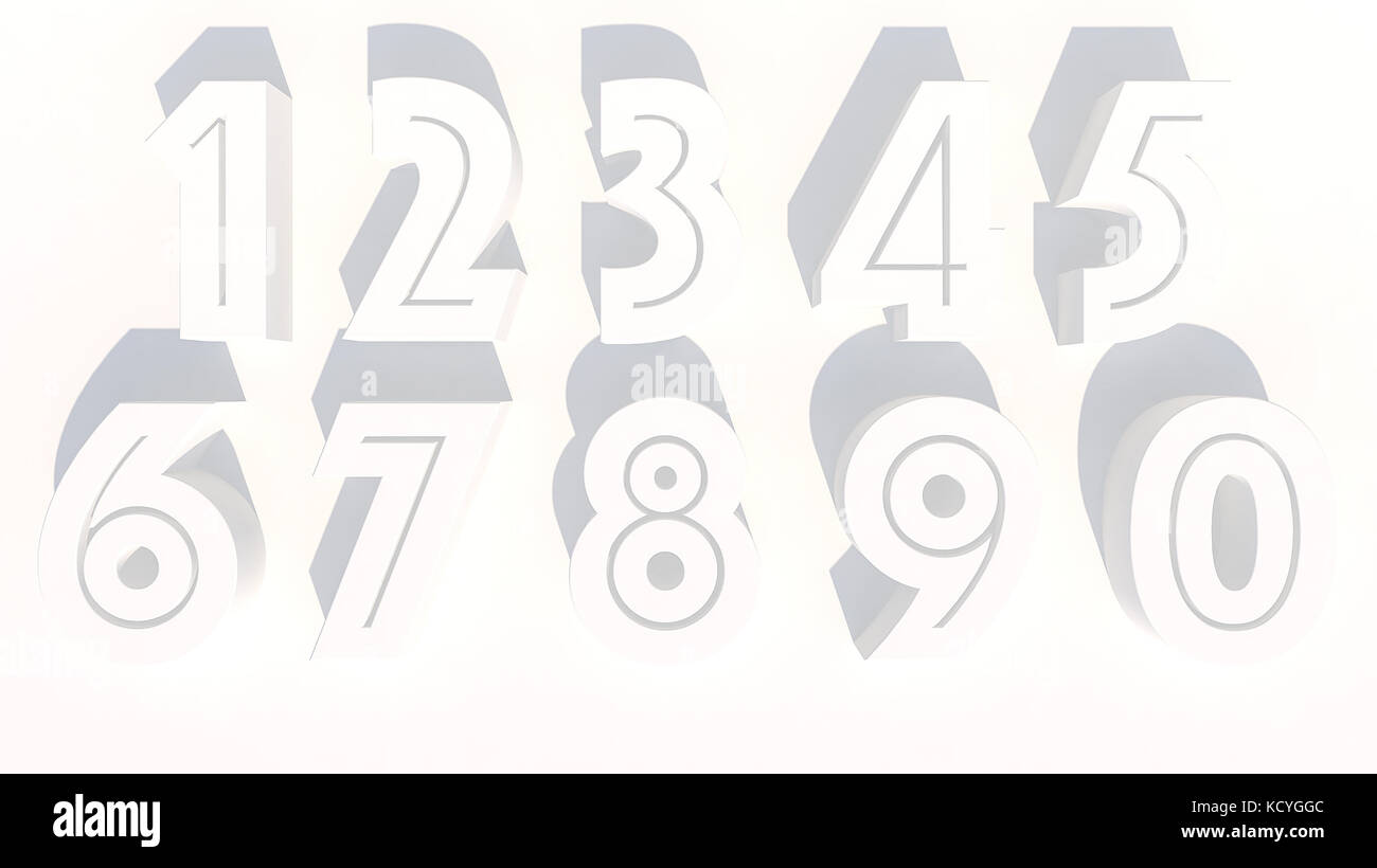 3d rendering numbers in white color Stock Photo