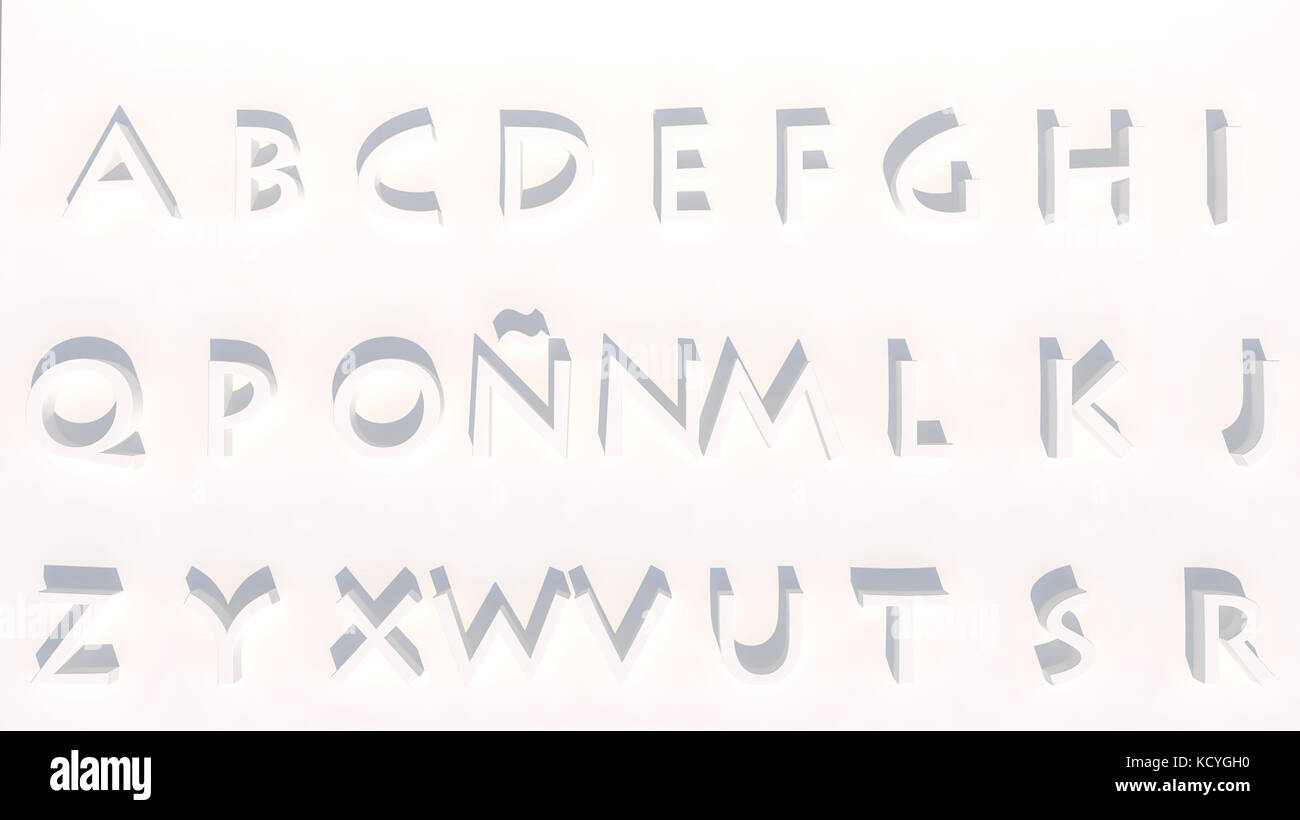 3d rendering letters in white color Stock Photo