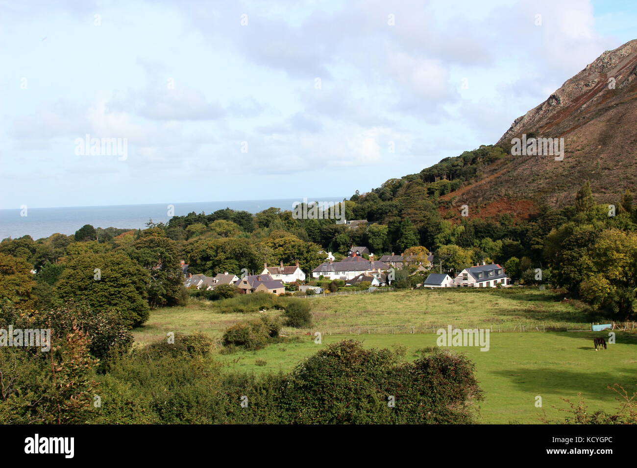 Sychnant pass in Conwy borough Wales, Links Conwy to Penmaenmawr, mush of the pass is in Snowdonia national park Stock Photo