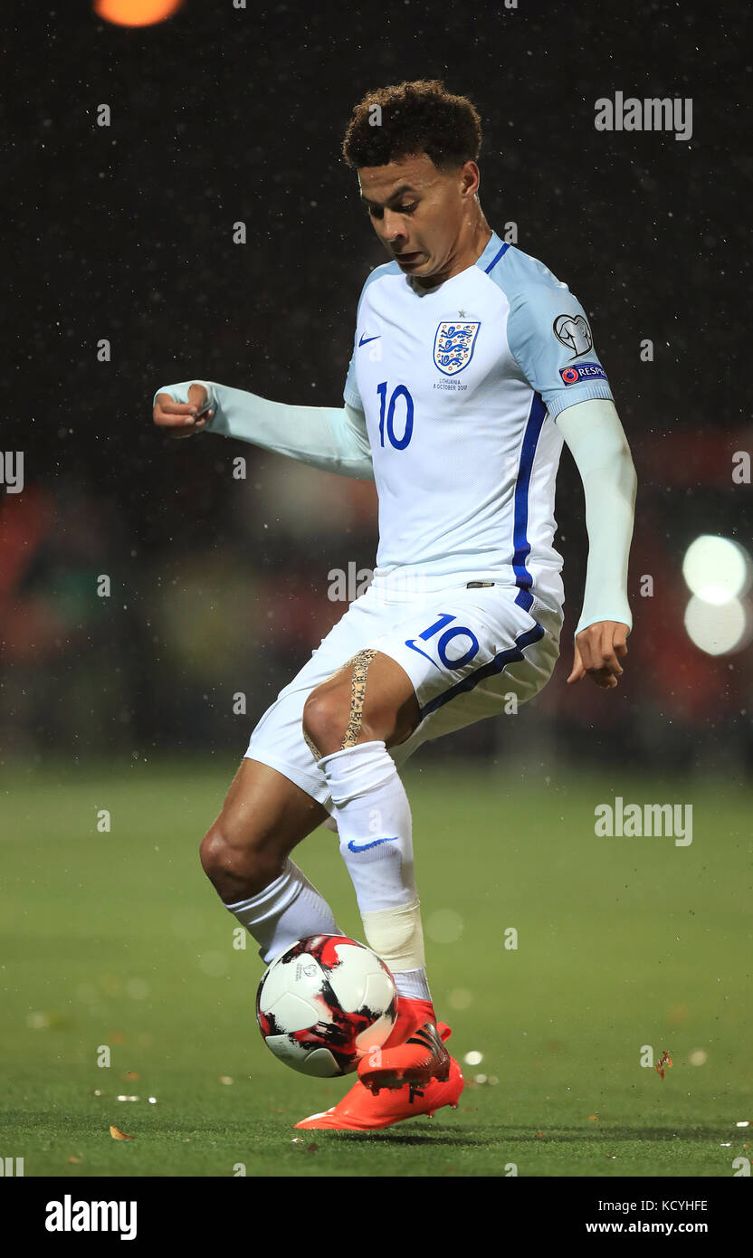 England's Dele Alli during the 2018 FIFA World Cup Qualifying Group F match at the LFF Stadium