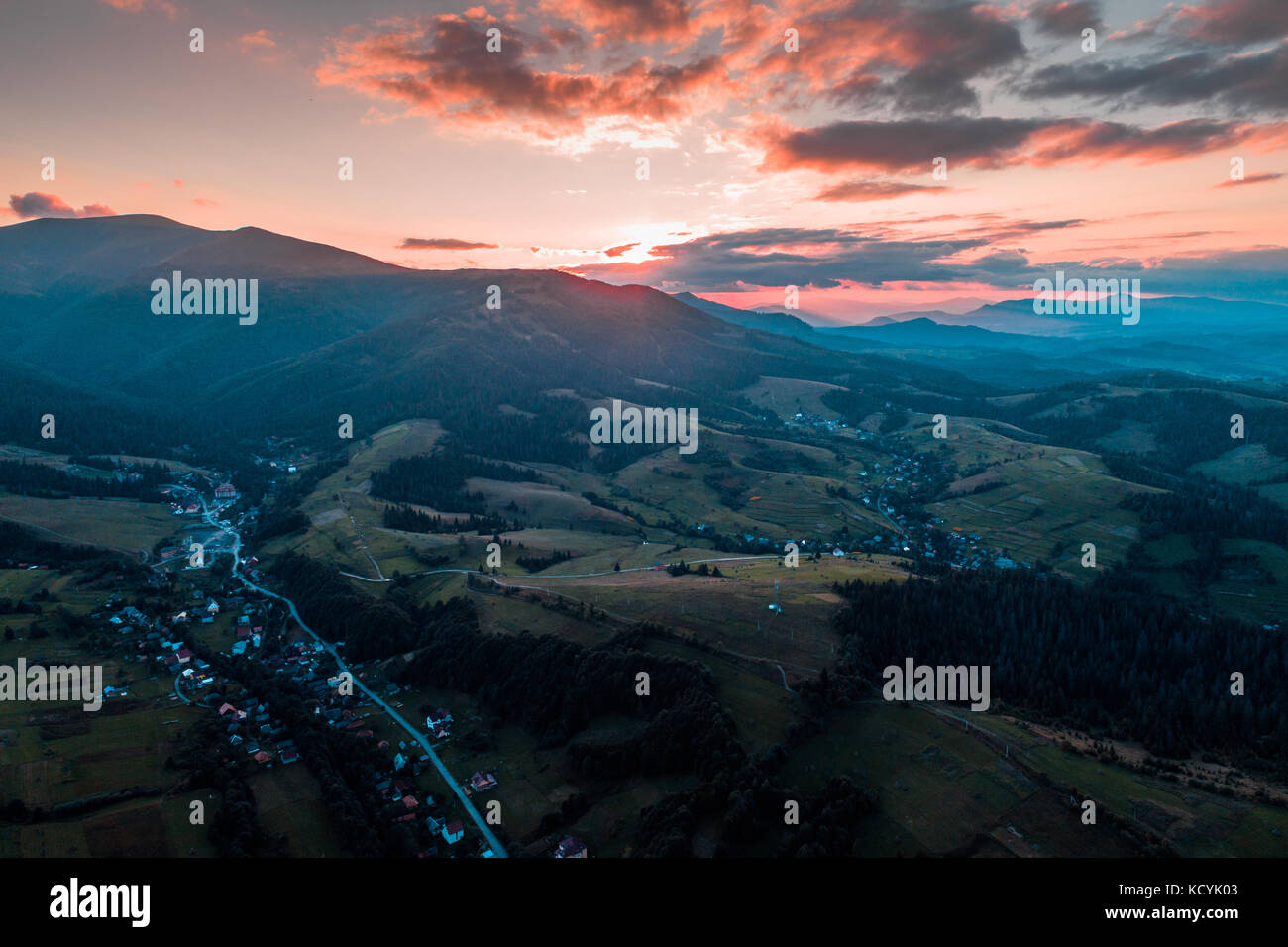 Aerial view of the village in the Carpathian mountains Stock Photo - Alamy
