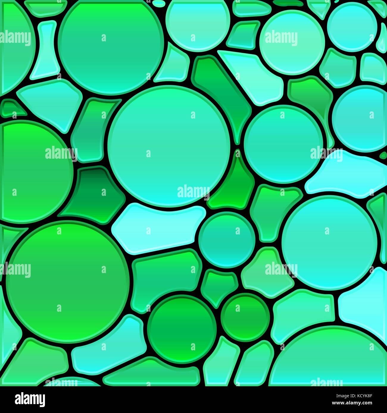 abstract vector stained-glass mosaic background - teal circles Stock ...