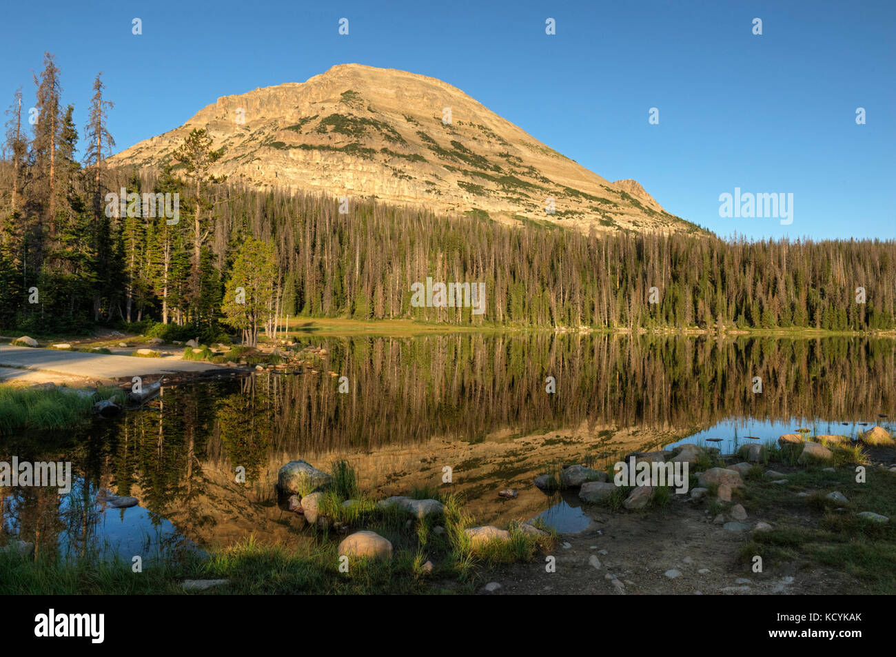 Mirror Lake and Bald Mountain in the Wasatch National Forest, along Utah's scenic Highway 150 Stock Photo
