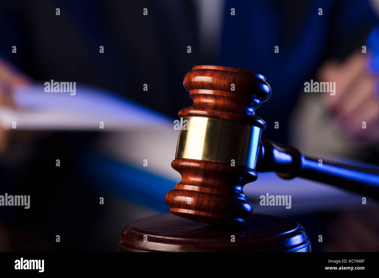 Counselor concept. Gavel and scale. Stock Photo
