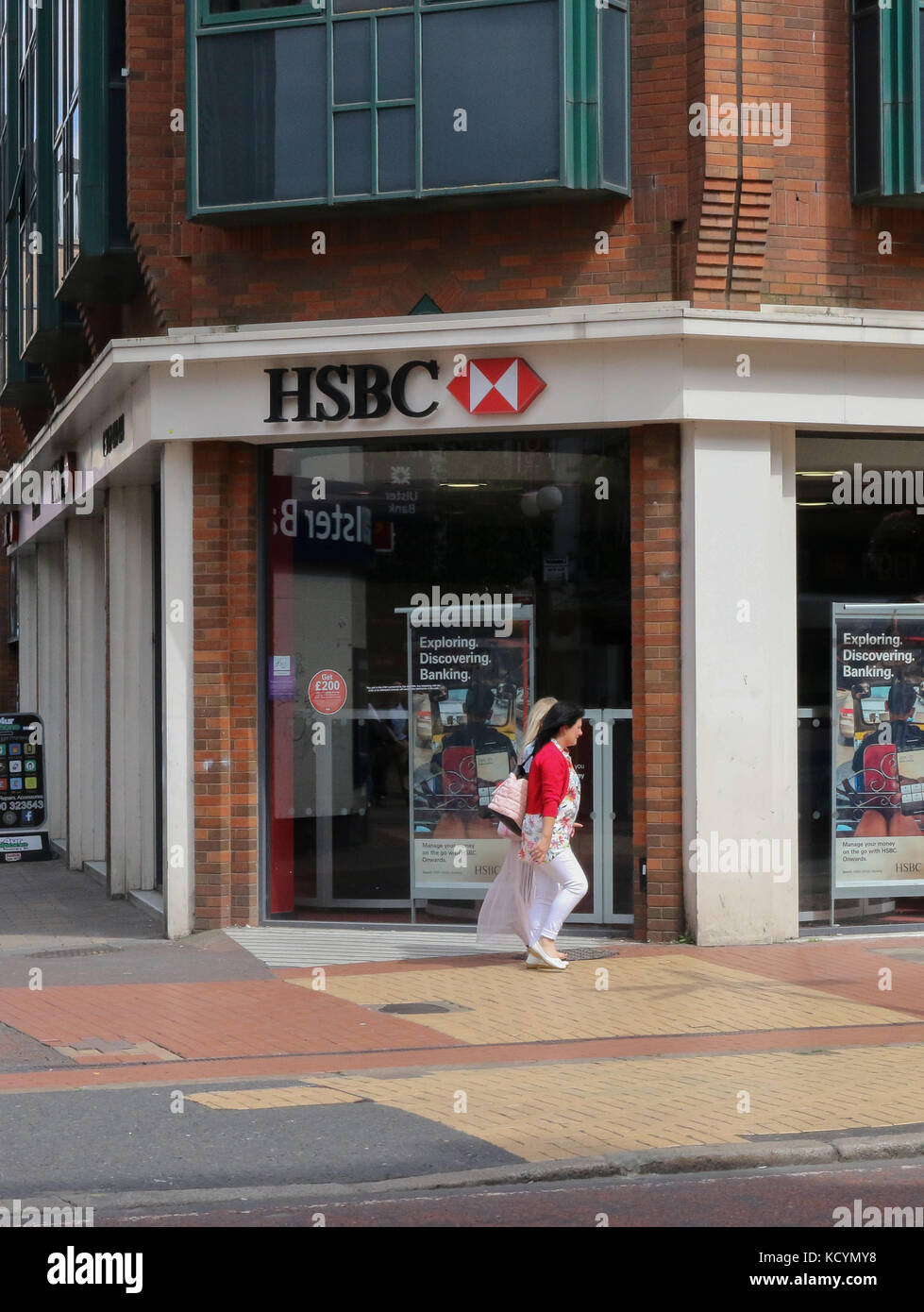 An HSBC bank branch in Royal Avenue Belfast Northern Ireland. Stock Photo