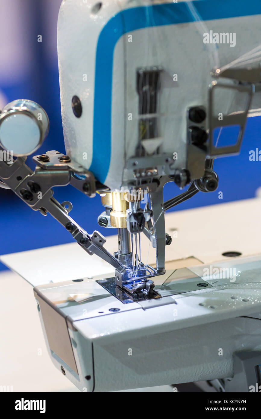 Sewing machine closeup, nobody, dressmaker equipment, cloth industry