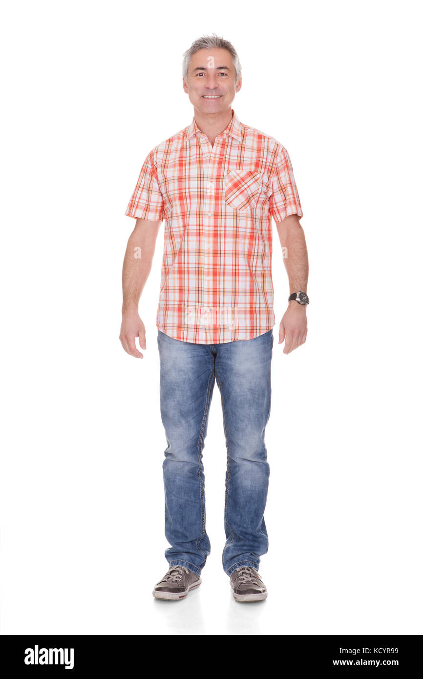 Portrait Of Happy Man On White Background Stock Photo - Alamy