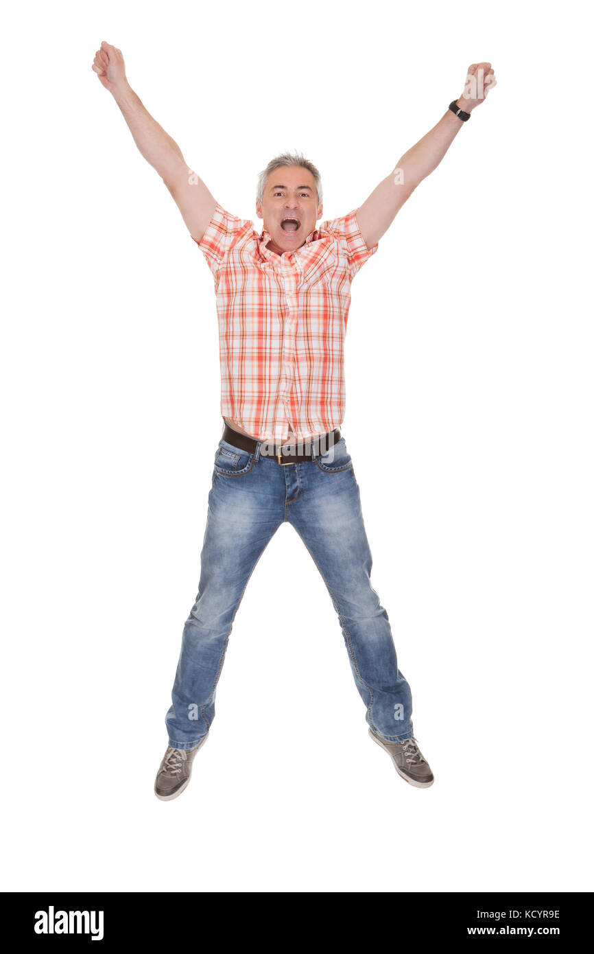 Portrait Of Happy Man On White Background Stock Photo - Alamy