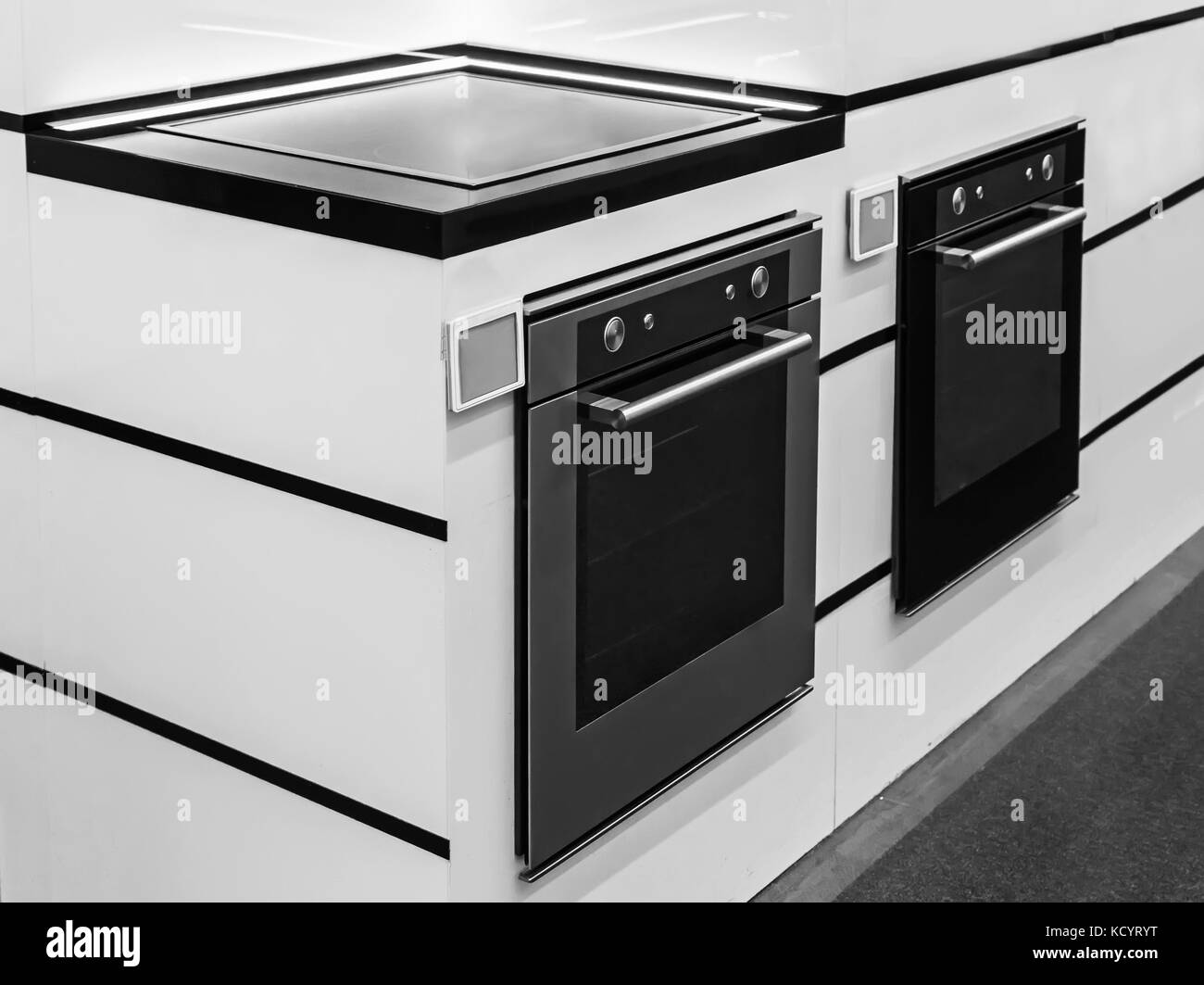In the store on display demonstrates modern electric oven. Stock Photo