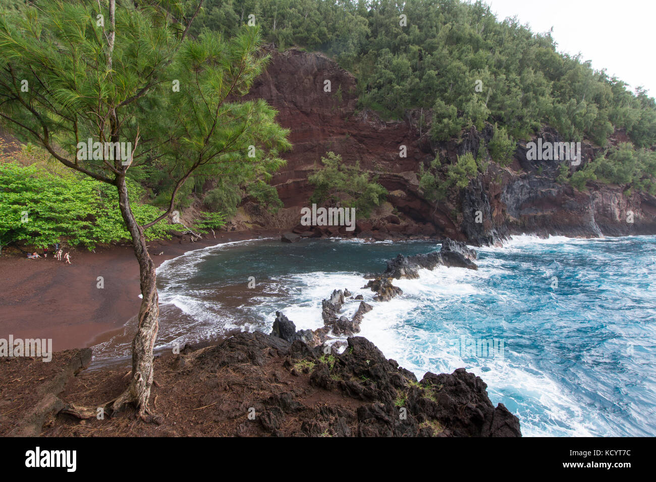 Red Sand Beach, Kaihalulu Beach,  Hana, Maui, Hawaiian Islands, USA Stock Photo