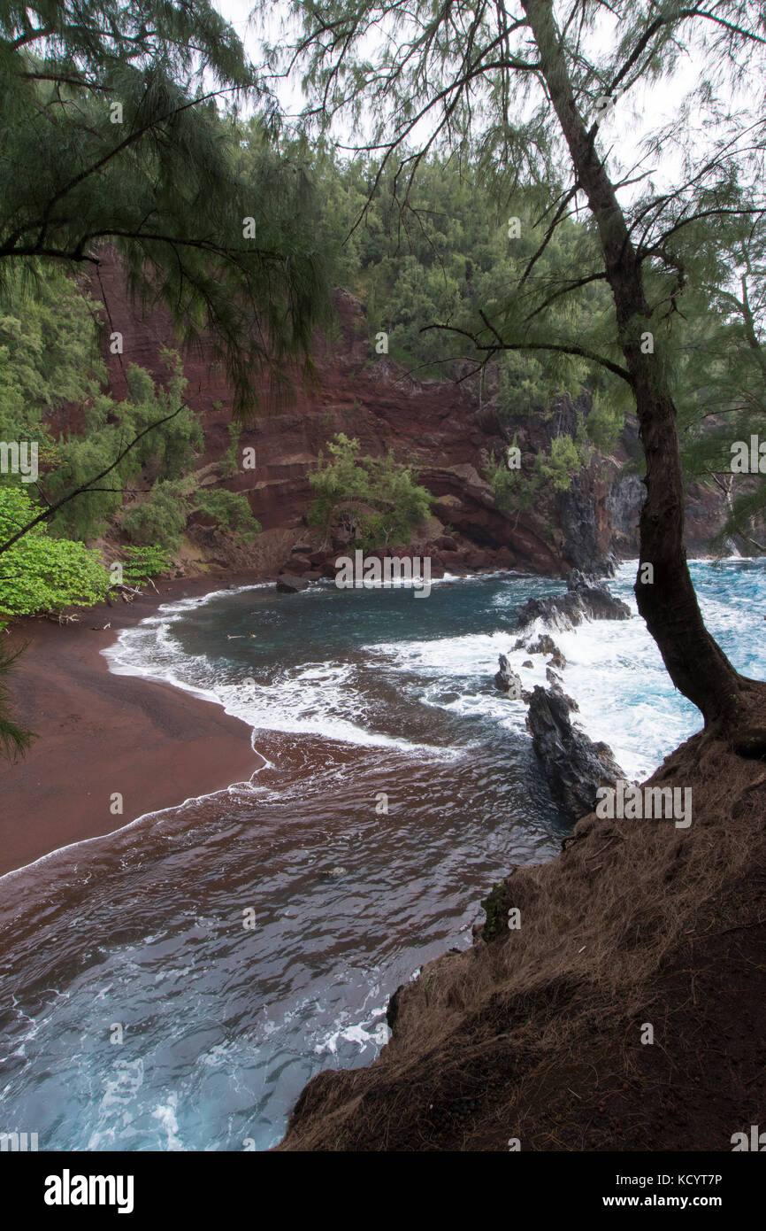 Red Sand Beach, Kaihalulu Beach, Hana, Maui, Hawaiian Islands, USA Stock Photo Alamy