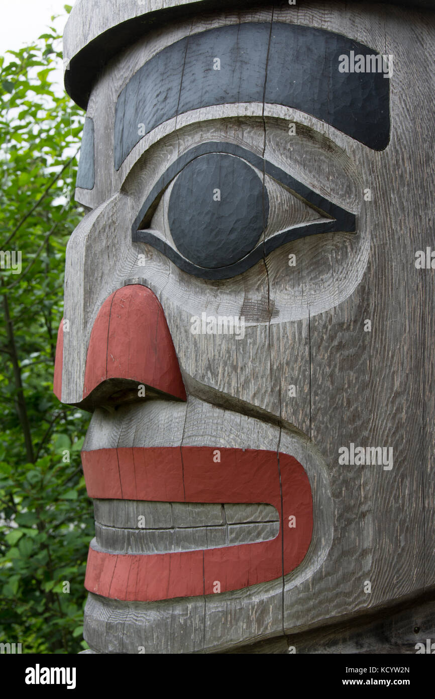 Detail fromm Welcome to Massett road sign, Haida Gwaii, formerly known as Queen Charlotte Islands, British Columbia, Canada Stock Photo