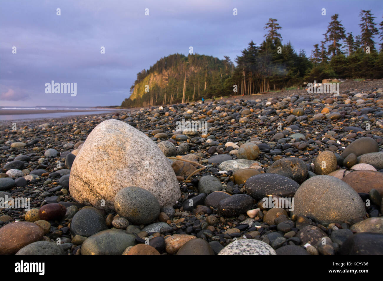 Agate Beach and Tow Hill,  Haida Gwaii, formerly known as Queen Charlotte Islands, British Columbia, Canada Stock Photo