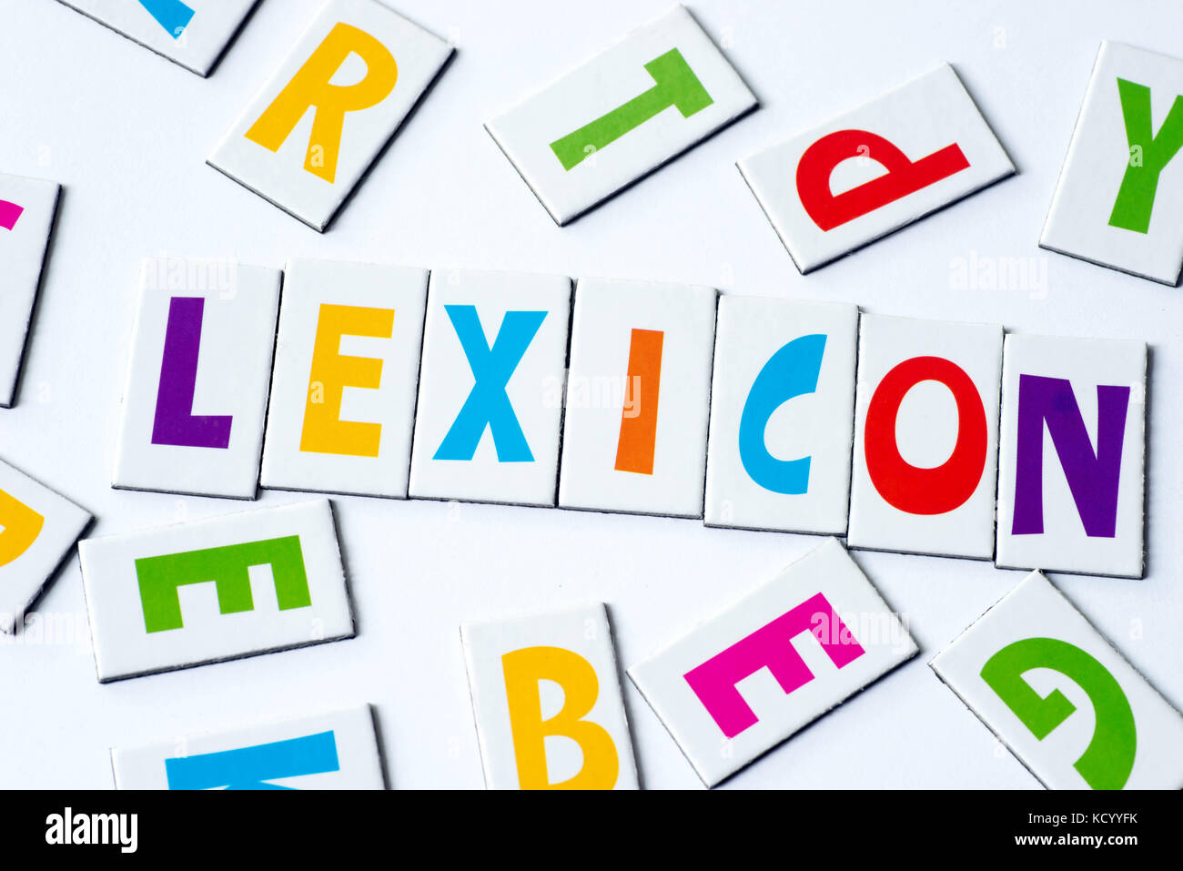 word lexicon made of colorful letters on white background Stock Photo