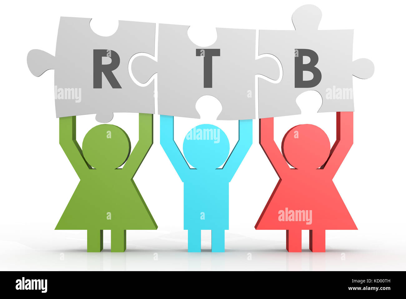 RTB - Real Time Bidding puzzle in a line image with hi-res rendered artwork that could be used for any graphic design. Stock Photo