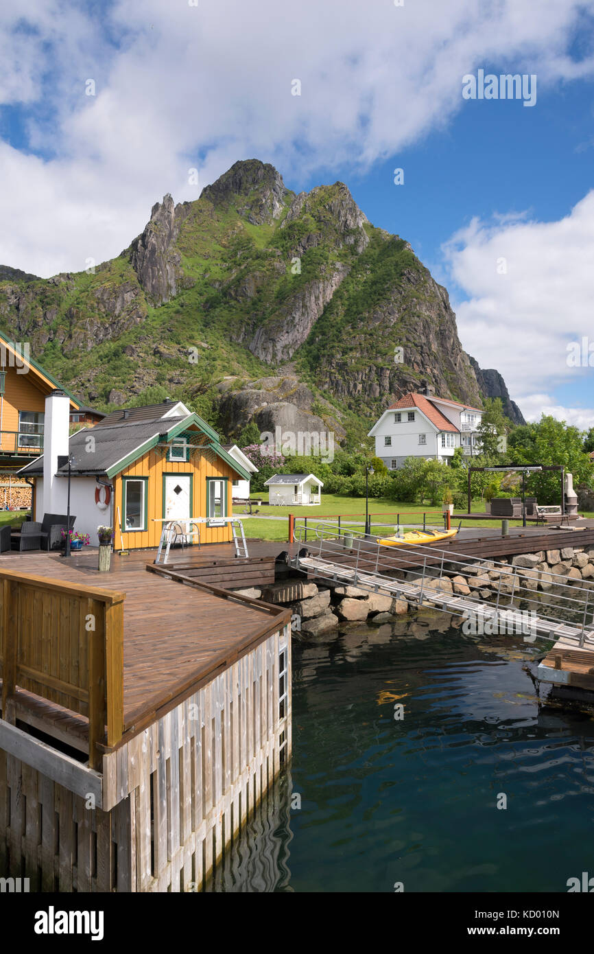 panoramic view of the coast and the islands at Svolvaer in the Lofoten ...