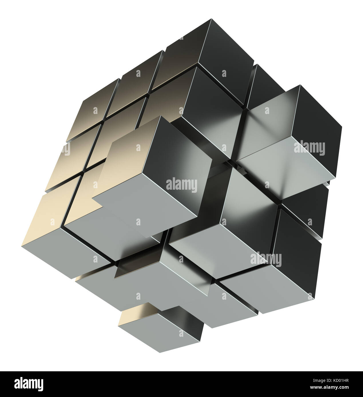 Abstract 3d illustration of cube assembling from blocks Stock Photo - Alamy