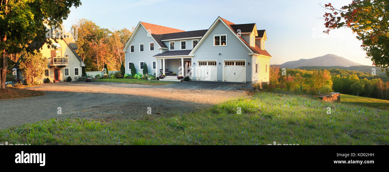 Estate home with Mount Ascutney in the background located in Hartland, VT, USA. Stock Photo