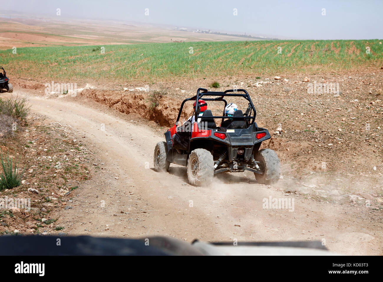 Person on quadbike in the desert, beautiful view Stock Photo