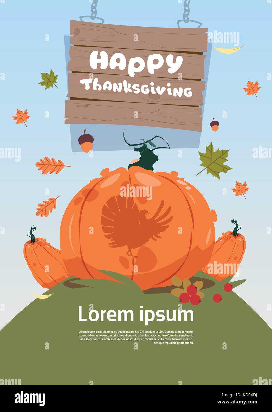 Happy Thanksgiving Day Autumn Traditional Harvest Holiday Greeting Card ...